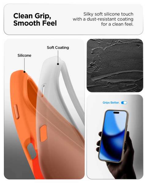 Spigen Silicone Fit MagSafe case for iPhone 17 Pro Max Cosmic Orange