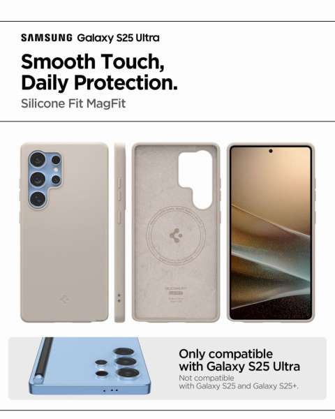 Spigen Silicone Fit MagSafe Samsung Galaxy S25 Ultra Natural Titanium