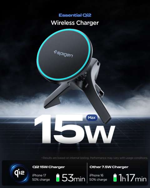 Spigen Essential Qi2 15W Hook Car Mount Black