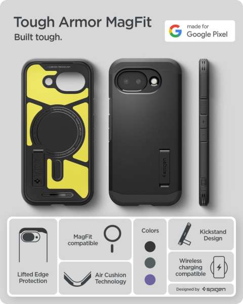 Spigen Tough Armor MagSafe case for Google Pixel 10a Black