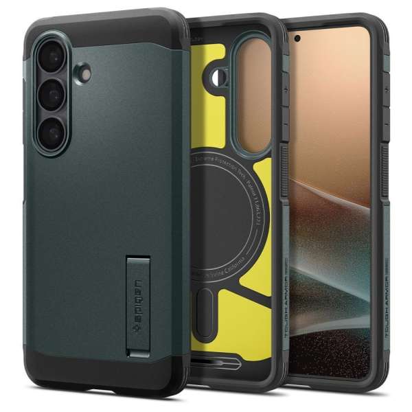 Spigen Tough Armor MagSafe case for Samsung Galaxy S26+ Abyss Green