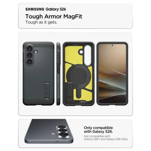 Spigen Tough Armor MagSafe case for Samsung Galaxy S26 Abyss Green