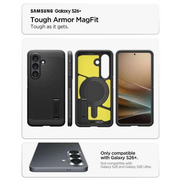 Spigen Tough Armor MagSafe case for Samsung Galaxy S26+ Black