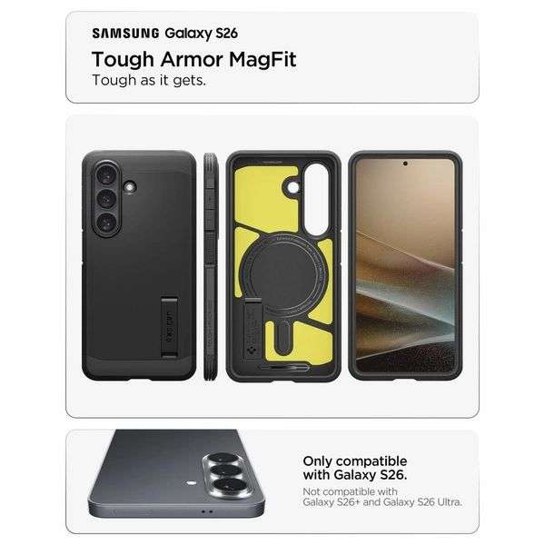 Spigen Tough Armor MagSafe case for Samsung Galaxy S26 Black