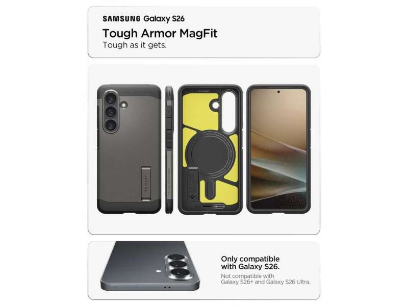 Spigen Tough Armor MagSafe case for Samsung Galaxy S26 Gunmetal