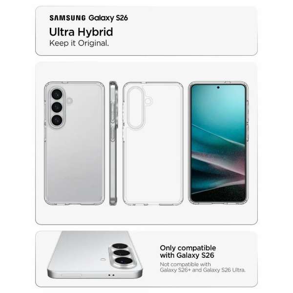 Spigen Ultra Hybrid case for Samsung Galaxy S26 Crystal Clear