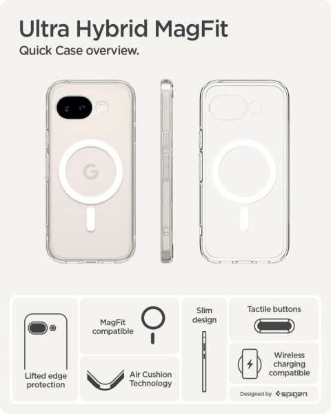 Spigen Ultra Hybrid MagSafe case for Google Pixel 10a Clear White