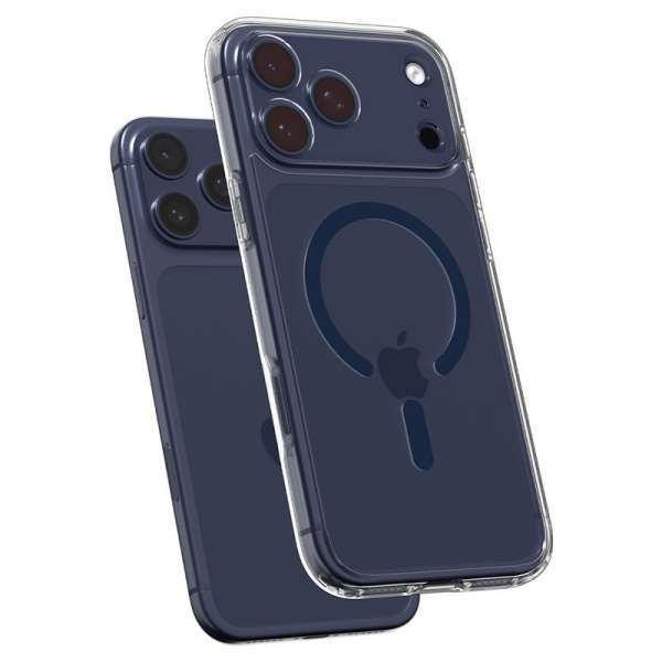 Spigen Ultra Hybrid MagSafe case for iPhone 17 Pro Clear Deep Blue