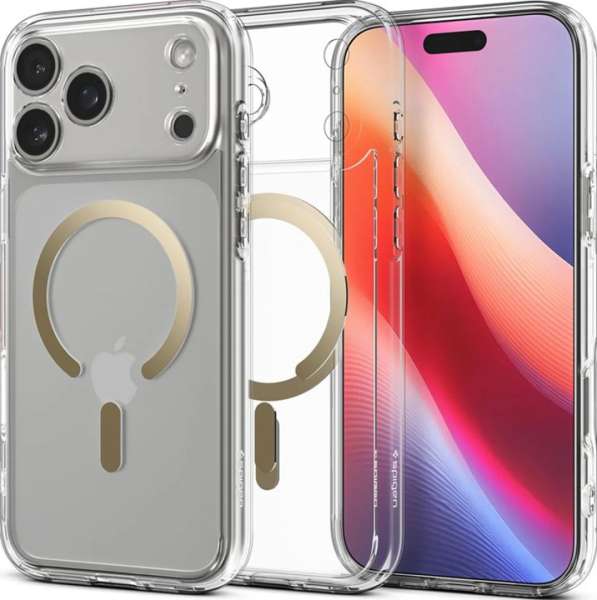 Spigen Ultra Hybrid MagSafe case for iPhone 17 Pro Clear Gold