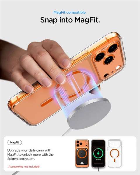 Spigen Ultra Hybrid MagSafe case for iPhone 17 Pro Clear Orange