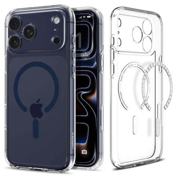 Spigen Ultra Hybrid MagSafe case for iPhone 17 Pro Max Clear Deep Blue