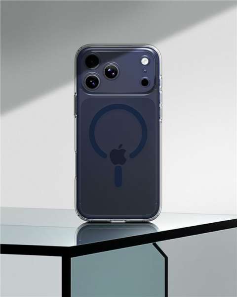 Spigen Ultra Hybrid MagSafe case for iPhone 17 Pro Max Clear Deep Blue