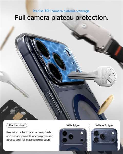 Spigen Ultra Hybrid MagSafe case for iPhone 17 Pro Max Clear Deep Blue