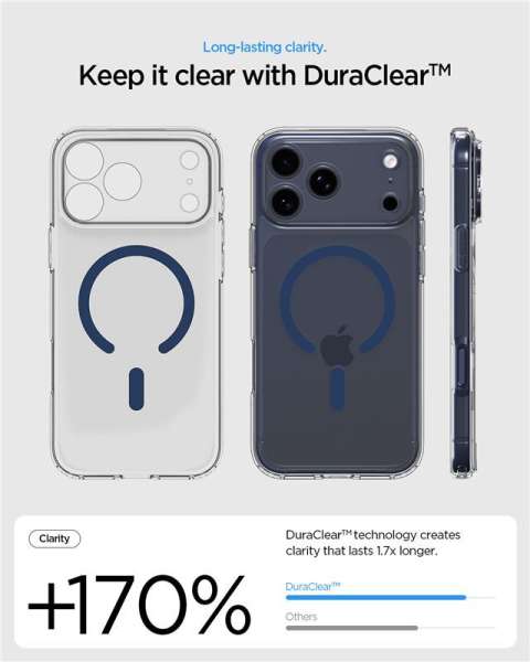Spigen Ultra Hybrid MagSafe case for iPhone 17 Pro Max Clear Deep Blue