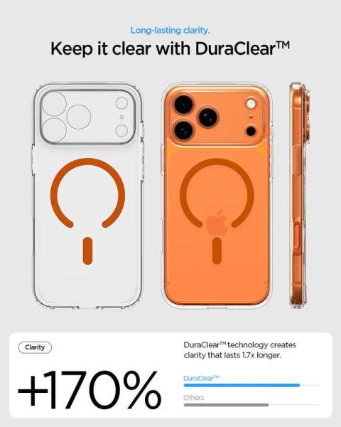 Spigen Ultra Hybrid MagSafe case for iPhone 17 Pro Max Clear Orange