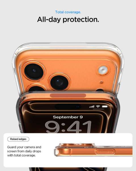 Spigen Ultra Hybrid MagSafe case for iPhone 17 Pro Max Clear Orange
