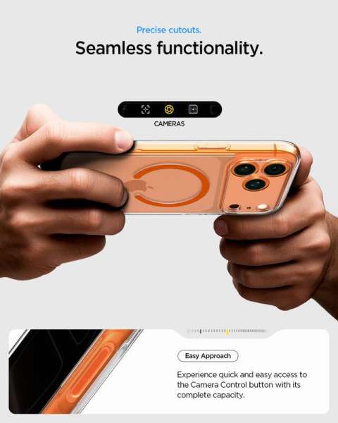 Spigen Ultra Hybrid MagSafe case for iPhone 17 Pro Max Clear Orange