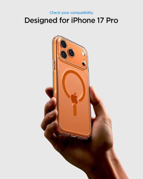 Spigen Ultra Hybrid MagSafe case for iPhone 17 Pro Max Clear Orange