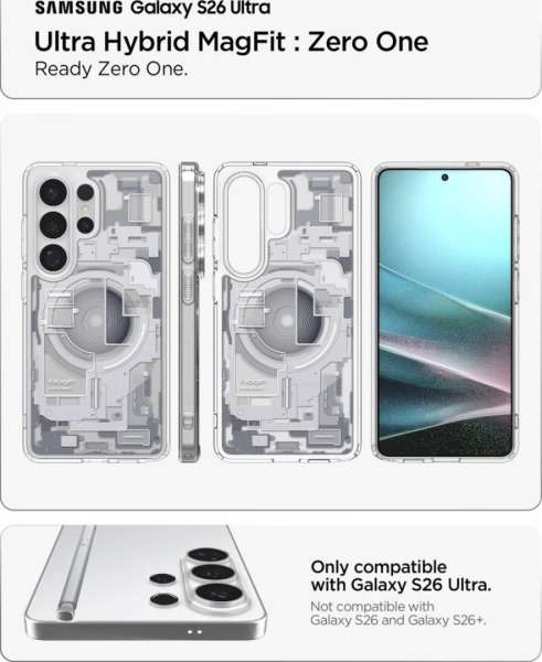 Spigen Ultra Hybrid MagSafe case for Samsung Galaxy S26 Ultra Zero One White