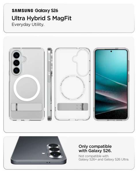 Spigen Ultra Hybrid S MagSafe case for Samsung Galaxy S26 Clear White