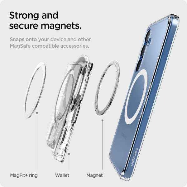 Spigen Ultra Hybrid Wallet MagSafe+ Samsung Galaxy S25 Series Crystal Clear