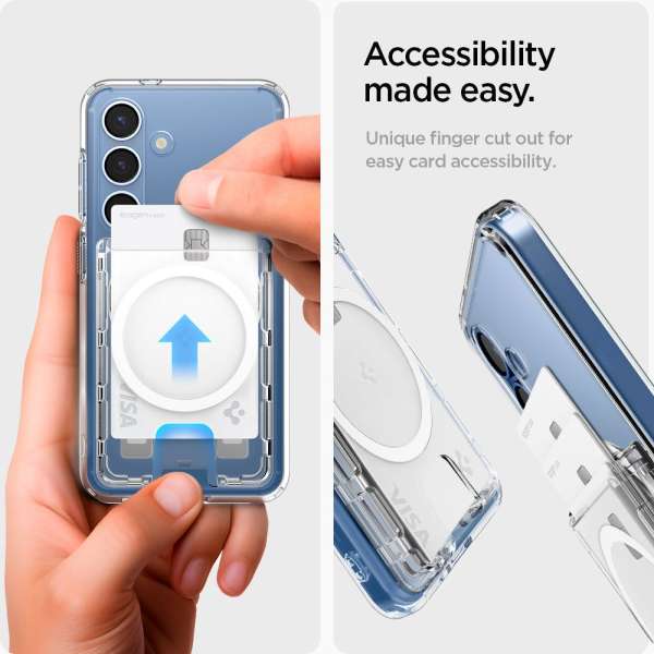 Spigen Ultra Hybrid Wallet MagSafe+ Samsung Galaxy S25 Series Crystal Clear