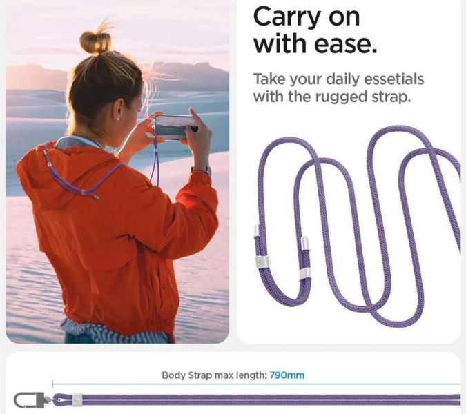 Spigen Universal Cross Body Strap 2 1 Pack Deep Purple