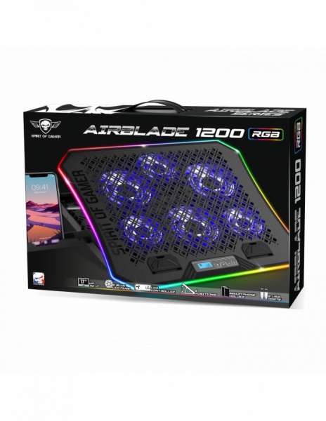 Spirit Of Gamer AirBlade 1200 RGB Notebook hűtő Black