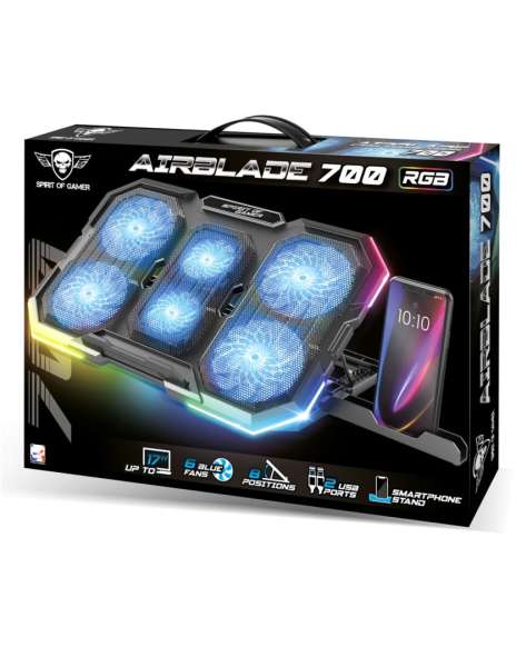Spirit Of Gamer AirBlade 700 RGB Notebook hűtő Black