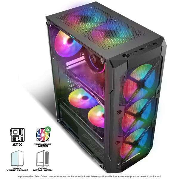 Spirit Of Gamer Rebel XT Tempered Glass Black