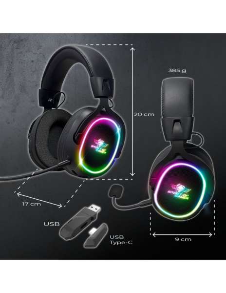 Spirit Of Gamer XPERT XH1200 Wireless Bluetooth RGB Gaming Headset Black