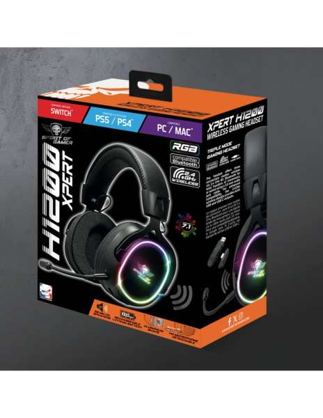 Spirit Of Gamer XPERT XH1200 Wireless Bluetooth RGB Gaming Headset Black