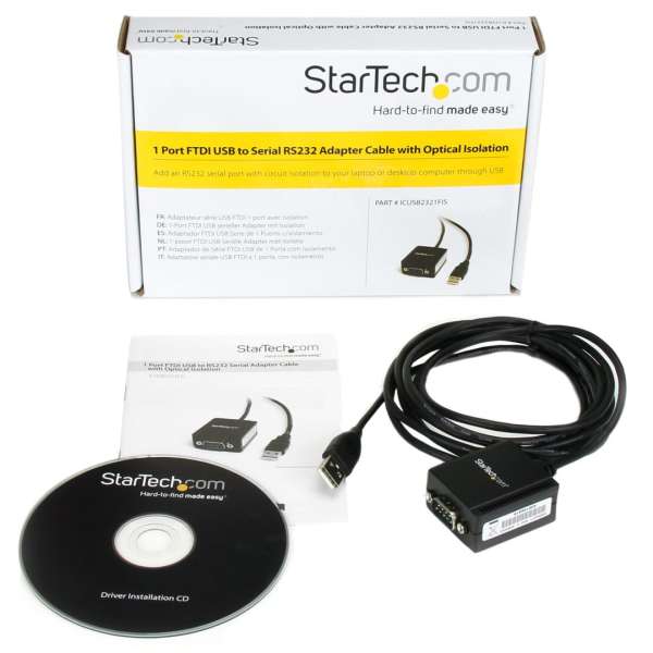 Startech 1-Port FTDI USB to Serial RS232 Adapter Cable with Optical Isolation Black