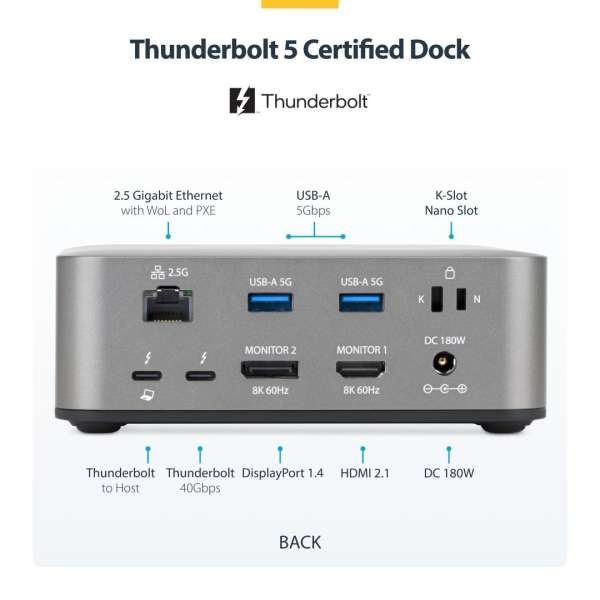 Startech Thunderbolt 5 Universal Docking Station Space Gray