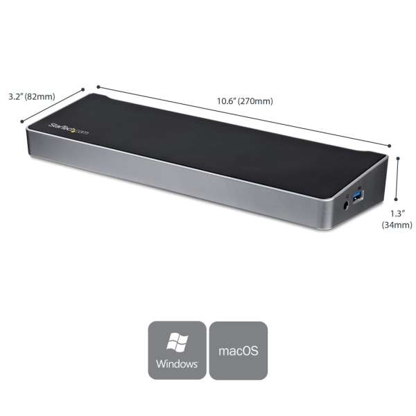 Startech Triple Monitor USB 3.0 Docking Station with 2x 4K DisplayPort & HDMI - 5 Port USB-A Hub