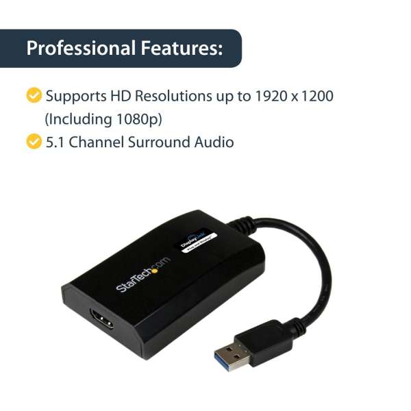 Startech USB 3.0 to HDMI Adapter cable Black