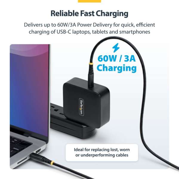 Startech USB2.0 USB-C charging cable 1m Black