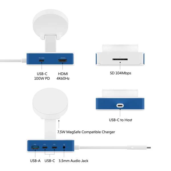 Targus HyperDrive Flex MagCharge USB-C Hub White/Blue