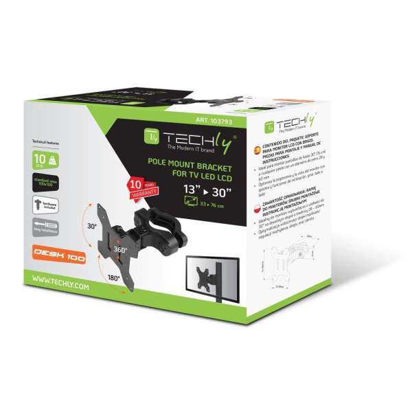 TECHLY  13"-30" Pole Mount Bracket for TV Black