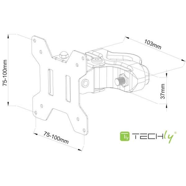 TECHLY  13"-30" Pole Mount Bracket for TV Black