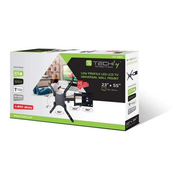 TECHLY 23-55" Universal LCD TV Wall Mount Bracket Black