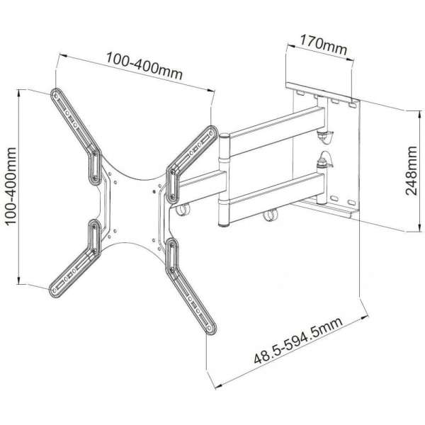 TECHLY 23-55" Universal LCD TV Wall Mount Bracket Black