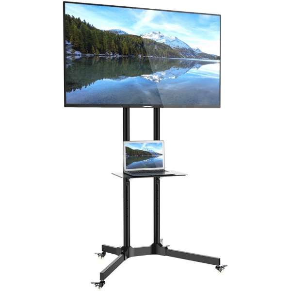 TECHLY 30"-65" Floor Trolley with Shelf Support LCD / LED / Plasma Black