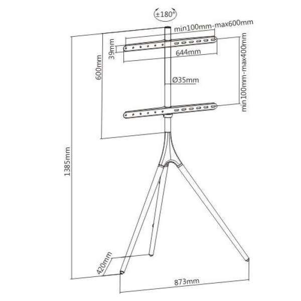 TECHLY 45"-65" Tripod Floor Stand for LCD / LED / Plasma TV Brown/Black