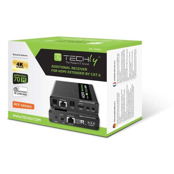 TECHLY Extender Receiver 4K HDMI up to 70m on Cat.6/6A/7 Cable Black
