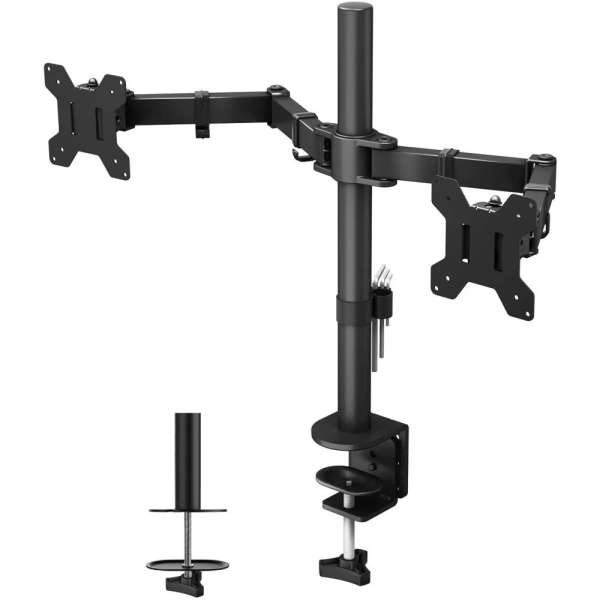 TECHLY ICA-LCD 382-D Desk Stand for 2 Monitors 13"-27" Side by Side with Clamp