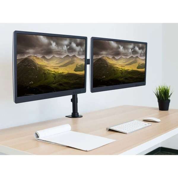 TECHLY ICA-LCD 382-D Desk Stand for 2 Monitors 13"-27" Side by Side with Clamp