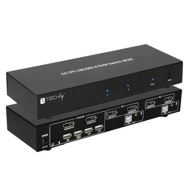 TECHLY IDATA DP-KVM2 2-Port DisplayPort1.2 Dual-Monitor KVM Switch