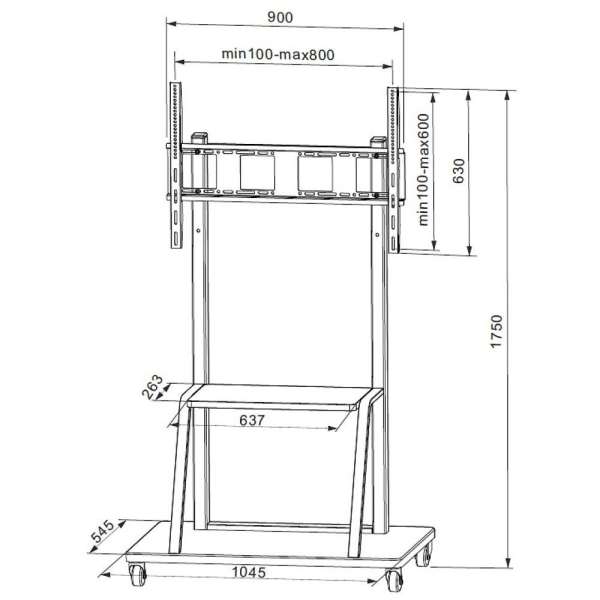 TECHLY Multifunction Mobile TV Cart for LED/LCD TV 55-100" with shelf