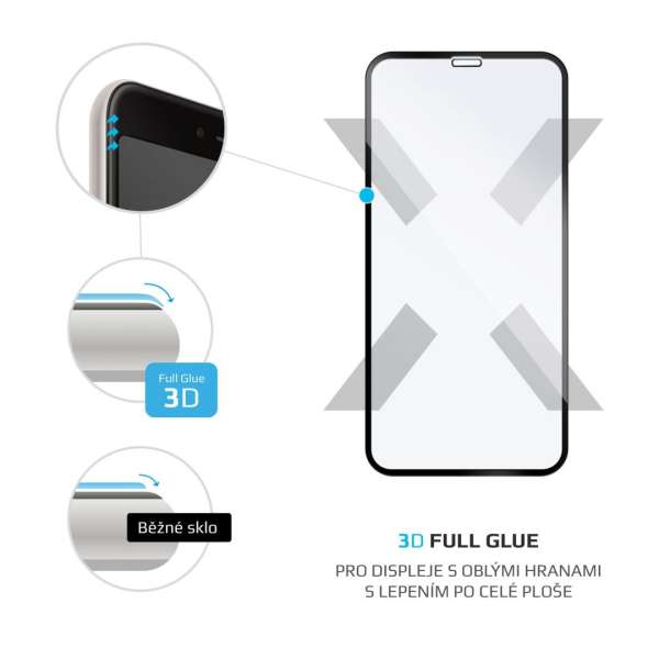 FIXED teljes kijelzős üvegfólia Apple iPhone X/XS/11 Pro telefonokhoz, fekete